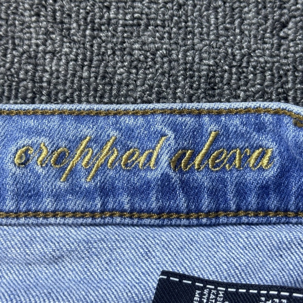 7 FOR ALL MANKIND Cropped Alexa Two Tone Jeans Women's Size 25 Wide Leg Raw Hem - Picture 8 of 11